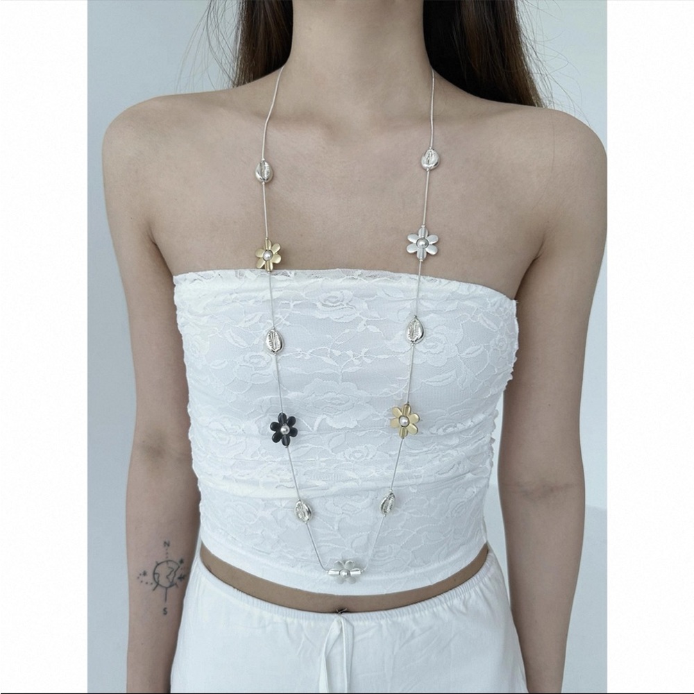 Boho Cowrie Shell Daisy Flower Pendant Layered Necklace Waist Chain